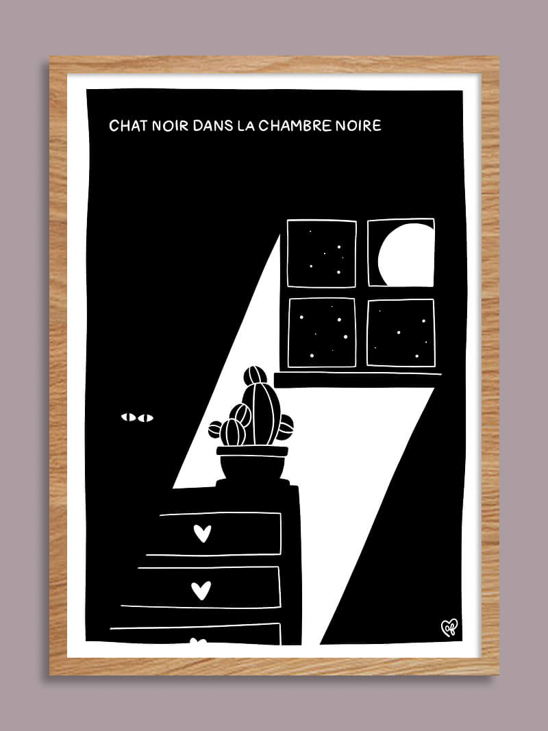 Triptyque chat noir - 3 affiches A5