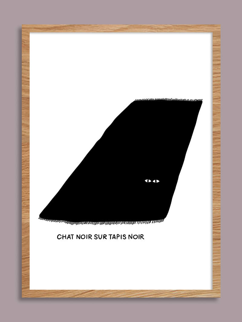 Triptyque chat noir - 3 affiches A5